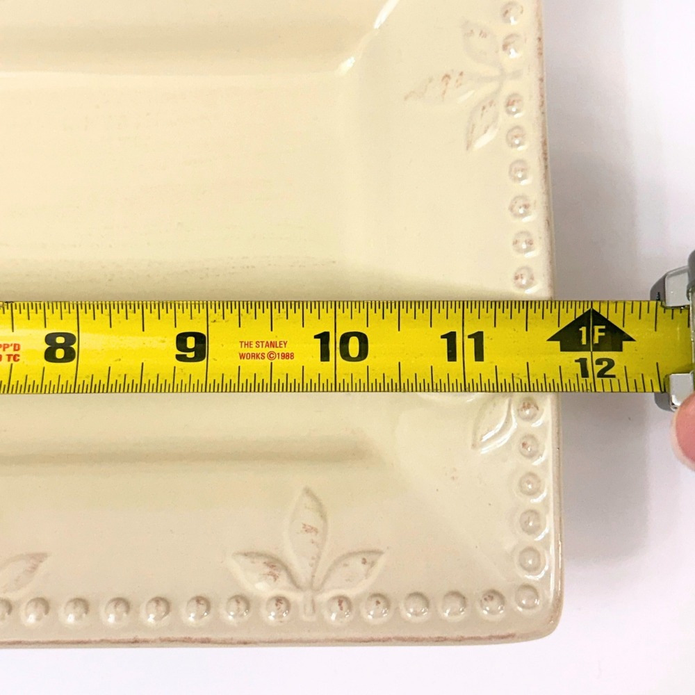 Sorrento Signature Embossed Cream Serving Platters Set 2 11.75" & 8.5" - Picture 7 of 11